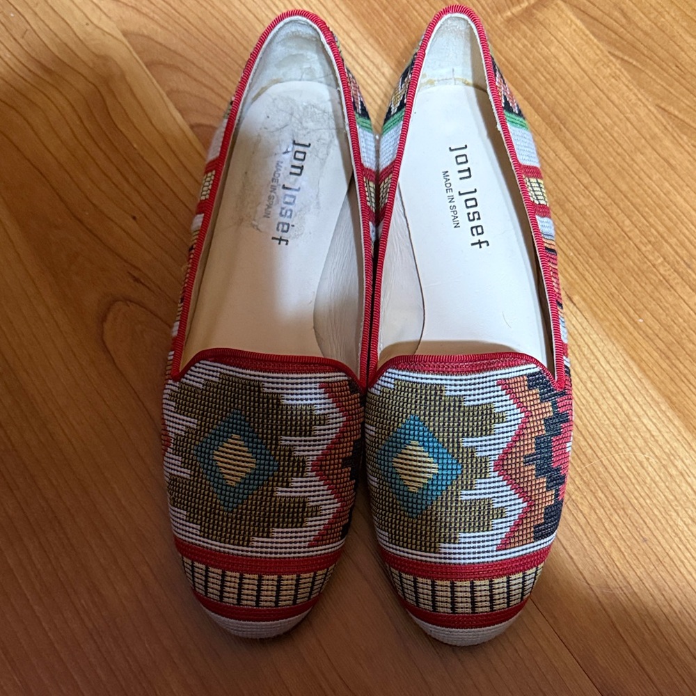 Jon Josef Women's Red and Brown Patterned Loafers